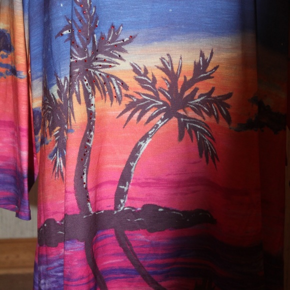 Soft tee Shirt, Fla Palms & Sunset,  3X,  New, - Picture 3 of 3